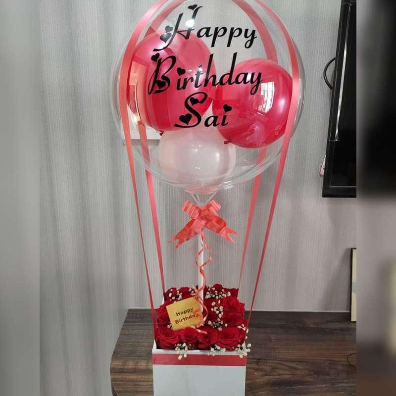 Red Rose Balloon - Decorative Inflatable Rose Flower Balloon For Parties & Events